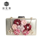 Flower adornment clutch bead bag for lady