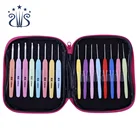 16pcs 1-6mm Multi Colour Crochet Hook Yarn Aluminum Knitting Needles Set Kit with Case Hand Sewing Tools