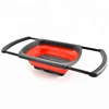 Over the Sink Collapsible Colander Plastic Silicone Strainer With Extendable Handle