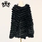 Real Rabbit Fur Knitted Poncho Fashion Style Shawls Winter Cape Ladies