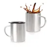 Stainless Steel Coffee Mug Set Of 2 ,420ml double wall Coffee Mugs Tea Cups with lid and handle