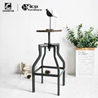 Factory directly adjustable vintage industrial bar metal stool with wooden cushion