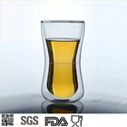 clear handmade double wall glasses / blow glass cups mugs / blowing drinking glass