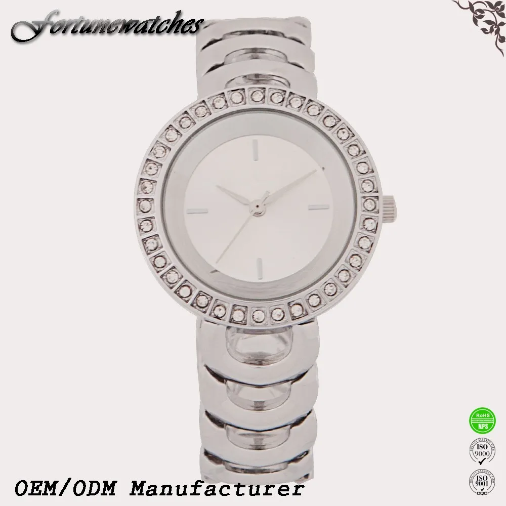 madam fashion silver custom printing round metal watch wrist