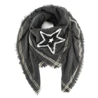 Ladies' acrylic star sequined embroidery striped square woven scarf shawl