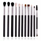 Private label wooden premium synthetic hair 11pcs eye brushes makeup brushes sets