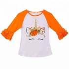 Wholesale Personalized Girl Ruffled Halloween Unicorn Raglan