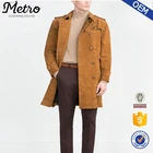 Top Quality Autumn Men Long Brown Suede Trench Coat