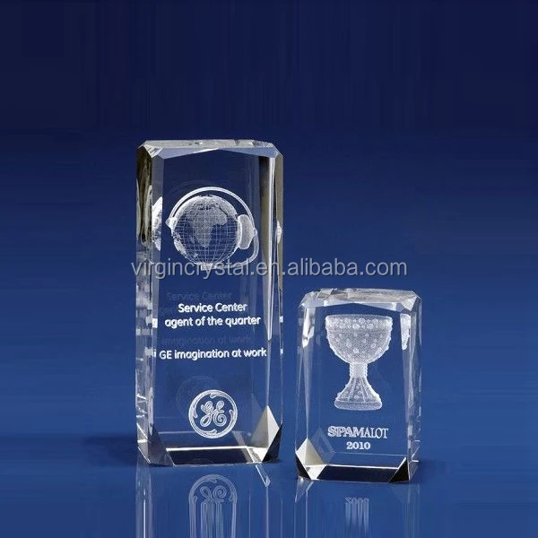 3d laser engraved crystal block glass sport trophy souvenir