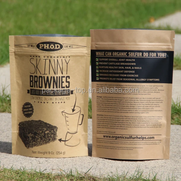 stand up zip pouch/brown kraft paper bags/dried food packaging