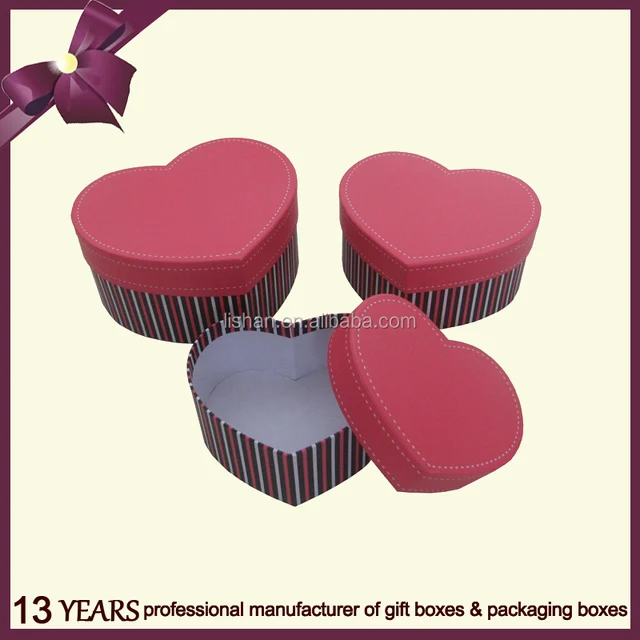 beautiful heart shape paper gift packing box with lid