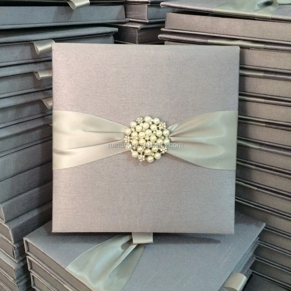 custom structured grey silk wedding box acrylic invitations