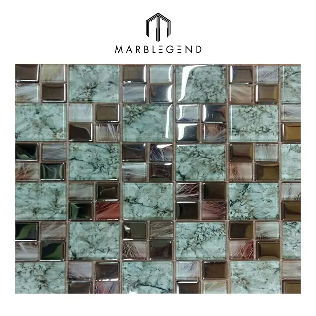 Hot sale Arabic hamam interior flooring crystal glass mosaic tile design