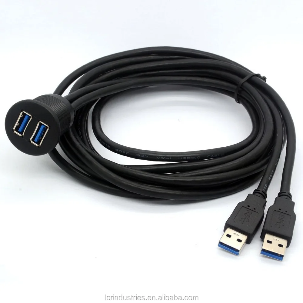 Flush Mount Dual USB 2.0 Dock Adapter Snap in USB 2.0 Extension Cable - ANKUX.COM