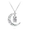 yiwu jewelry new products owl and crescent moon necklace on sales