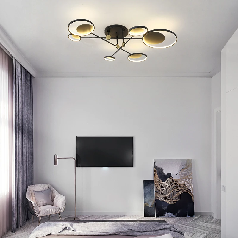 Guzhen factory direct sale Modern style LED black Branched led chandelier aluminium surface mounted led ceilling lighting