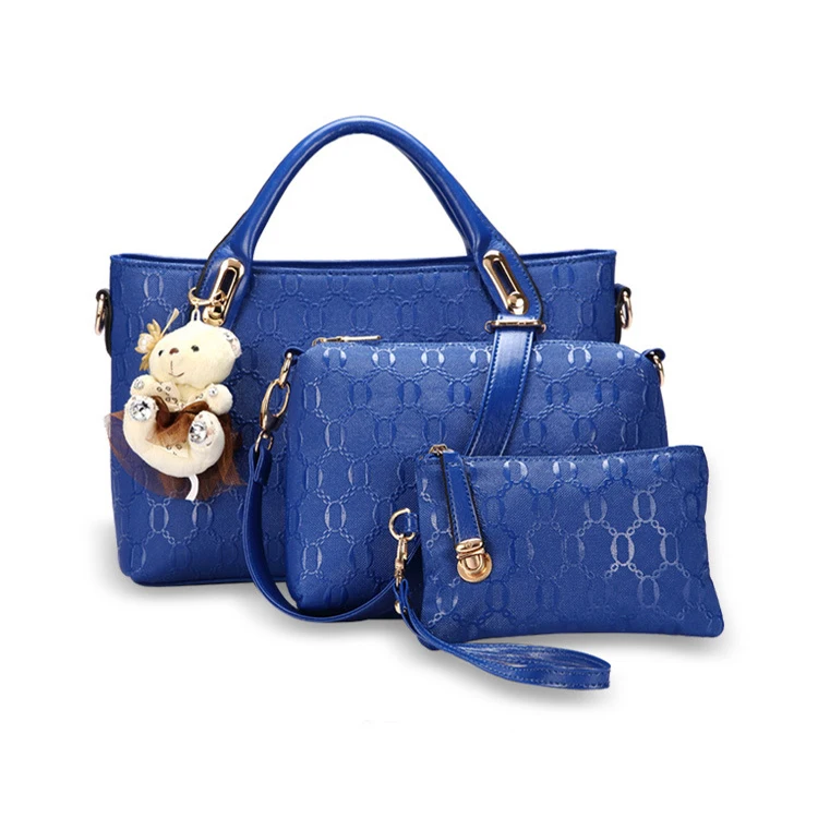 2015 New Women Composite Bags PU Leather Handbag Ladies Bolsas Women Handbag + Women Messenger Bag + Purse 3PCS Set Tote Bags