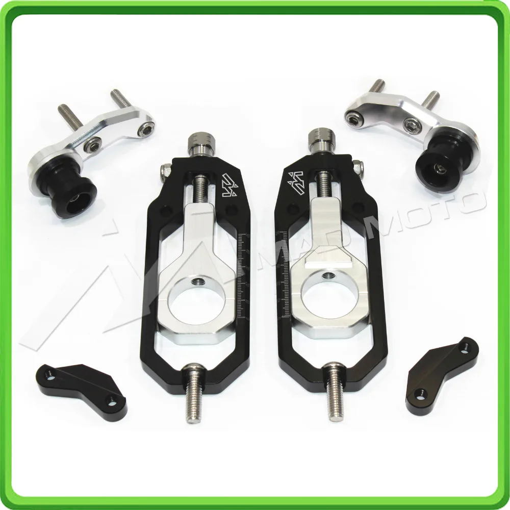 Motorcycle Chain Tensioner Adjuster with spool kit for Yamaha FZ1 2006 2007 2008 2009 2010 2011 2012 2013 2014 2015 Black&Silver (11)