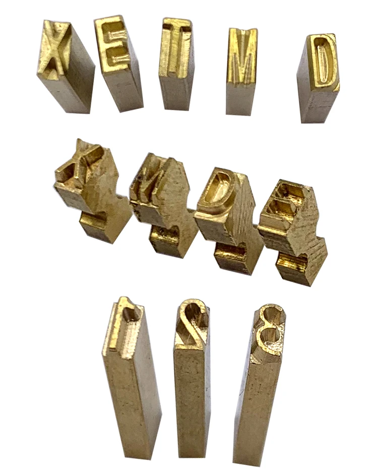0-9/A-Z Chinese Factory Customized Copper Characters Brass Hot Stamping Letters