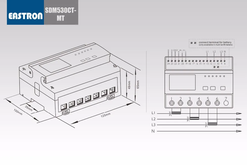 Sdm Ct Mt Phase Multi Tariff Energy Meter Double Tariff Meter Din