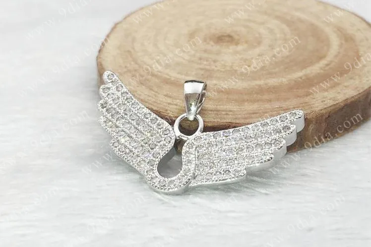 New Design Wholesale 10K Gold Rose Quartz Heart Crystal Pendant With Diamond