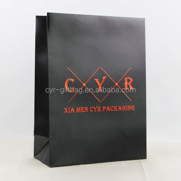 black paper bag with spot uv