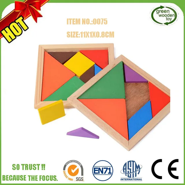 high quality wooden tangram puzzle,seven piece puzzle