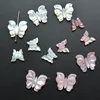 Nature butterfly flower shape carved pink mother of pearls shell slice stone beads