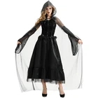 YR Carnival Ladies Fancy Dress Black Silk cloak Womens Adults Costume