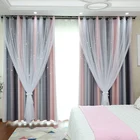 Hot sale korean style young girl blackout curtain sets princess curtains for bedroom