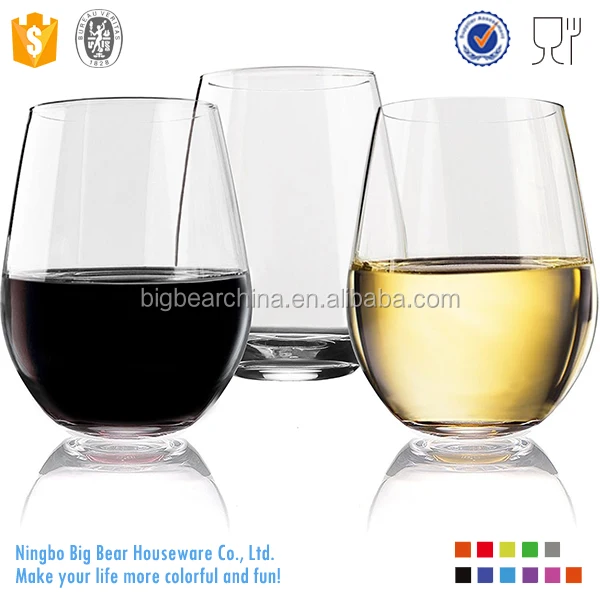 new16oz acrylic stemless wine glasses