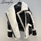 Winter Splice Design Short Metal Shiny White Duck Down Padded Real Australian Lamb Fur Down Jackets Coat for Women