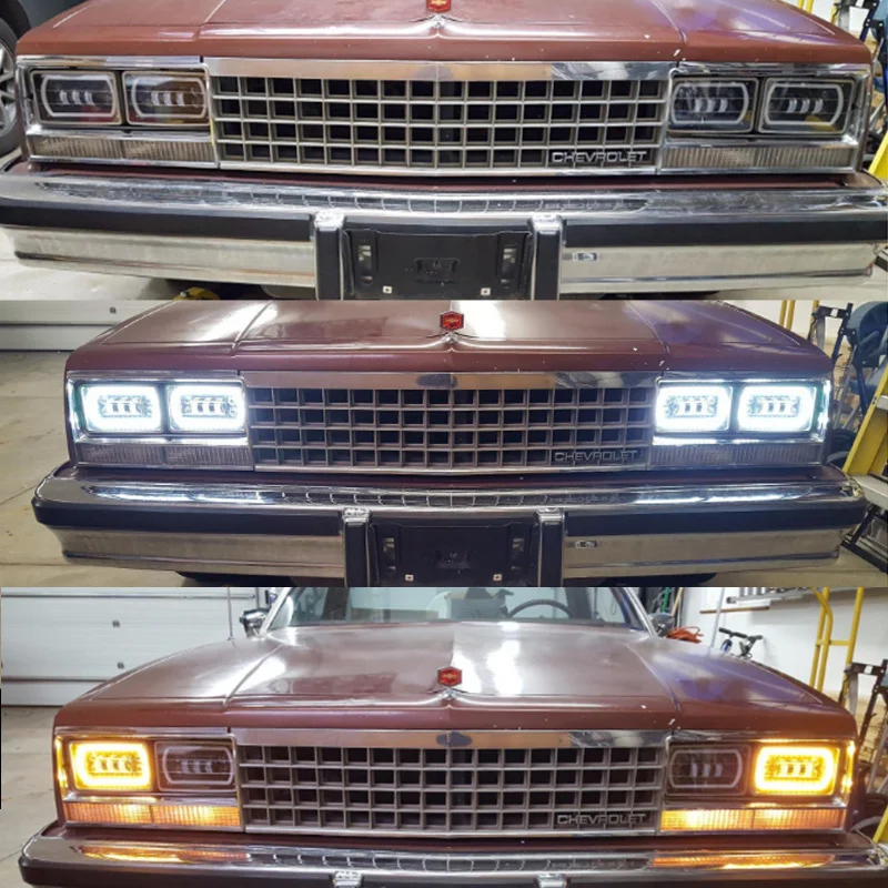 Off Road Truck 4psc 4x6 Led Headlights with DRLAmber Halo Seal Beam H4651 H4656 H6545 H4668 Replacement headlamp For Chevrolet  (13)
