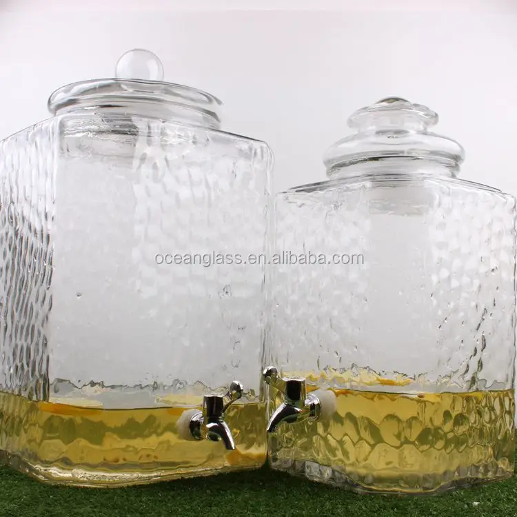 5 gallon 18 liter huge square glass drinking beverage dispenser