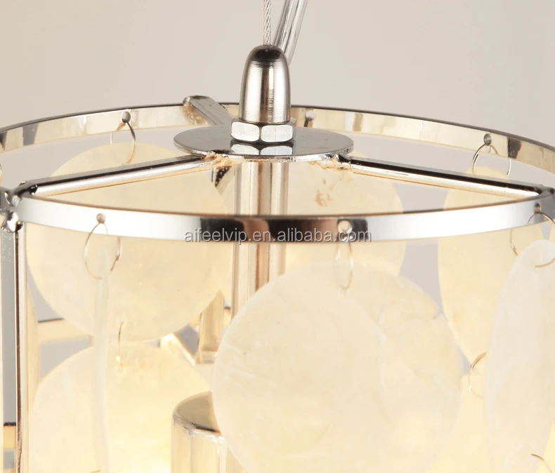 American style modern capiz white seashell lighting chandeliers made of sea shells for living room