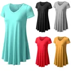 hot selling Plus Size Summer Women Short ladies Sleeves Flare Women Tunic Tops