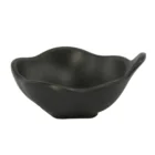 Flower Style Matte Black Melamine Plastic Cereal Bowl With Handle Plastic Dessert Plate & Sauce Bowl