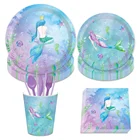 Theme Mermaid Party Supplies Set Paper Napkin Mermaid Party Plate Paper Cup For Party Decoration