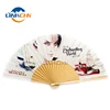 hot selling white natural wood hand held folding fan for event favors