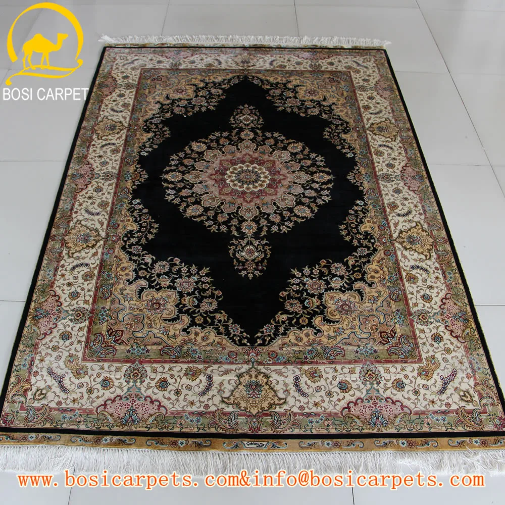 4x6 zwart en beige oosterse tapijten handgemaakte traditonal wol ...