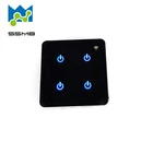 Wifi remote control smart touch glass 4 gang light lcd wall switch with sensor