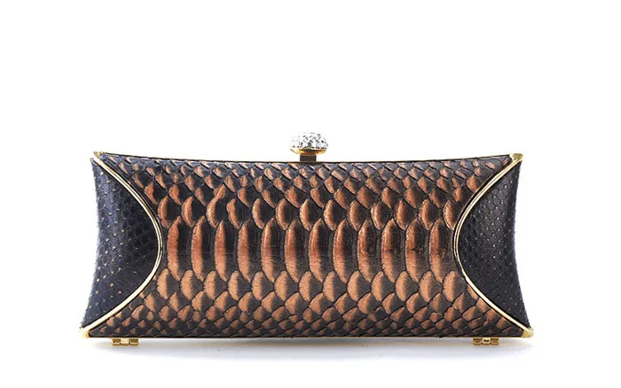 Luxury elegant real python snake skin women evning clutch bag_3