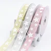 25mm white star pattern iron wired edge christmas festival ribbon for gift box
