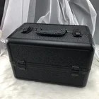 Professional make up black aluminium cosmetics box, Aluminium frame cosmetic box, Travel beauty box makeup