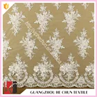 HC-6497-1 Hechun Beaded Chiffon Flower Embroidery Designs Bridal Lace Fabric Wholesale