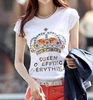 Japan and Korea style lady's loose round collar bat sleeve crown hot drilling female T-shirt