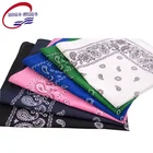 Wholesale Custom made Head Paisley cotton bandanas handkerchief Square silk screen Print Scarf