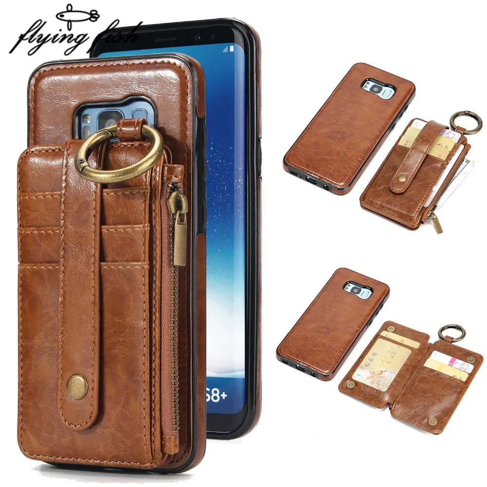 Multifunction phone Cases For Samsung Galaxy S8 Plus S8Plus G9500 2 in 1 Magnetic Wallet Detachable Leather Zipper Telefoon Hoes