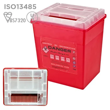 Surgery Use 8L Red Biohazard Square Sharps Container