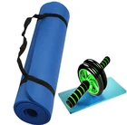 Fitness NBR yoga mat Gym Equipment Ab Exercise Wheel Roller Set